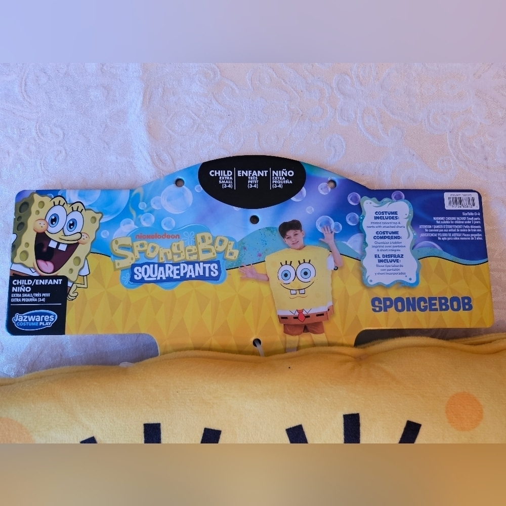 Jazwares Sponge Bob Costume, Toddler 3-4, NWT, Shell, Pants with Attached Shorts - Picture 2 of 8